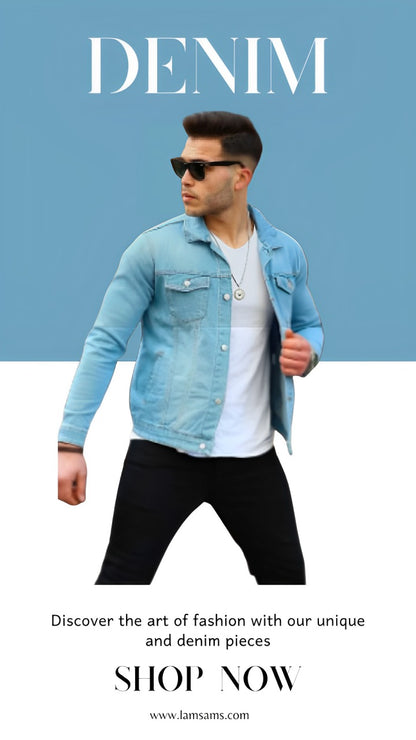 Men's Classic Slim Fit Denim Jean Jacket – Trucker Style Outerwear (Denim💯)