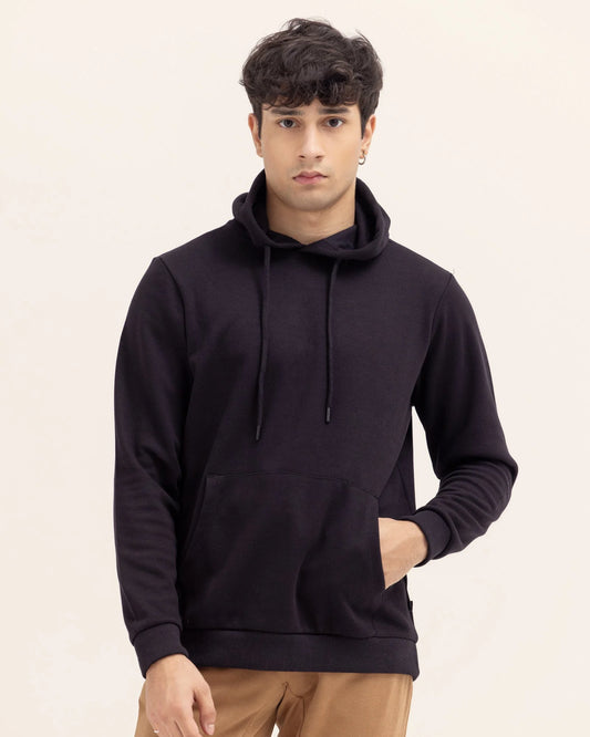 Stylish Black Hoodie for Men – Premium Cotton Fleece