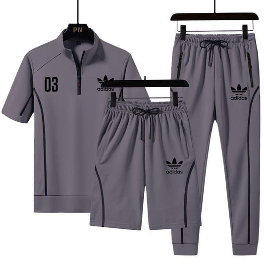 Dry Fit Tracksuits With Black Strips And Front Decent Logo