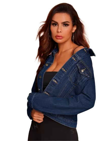 Denim Jean Jacket For Women_ ♥  Classic Trucker Style Slim Fit Casual 😍